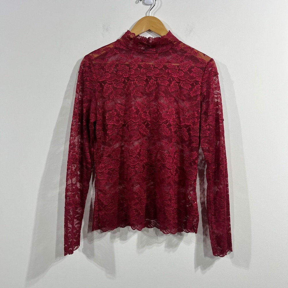 Apt. 9 Whimsigoth Y2K Witchy Fairy Grunge Floral Lace Mock Neck Victorian Large